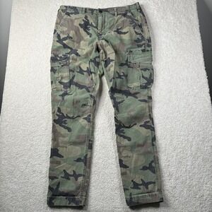 GAP Slim Taper Green Camo Cargo Military Utility Pants Men's 36x32 Ripstop Y2K